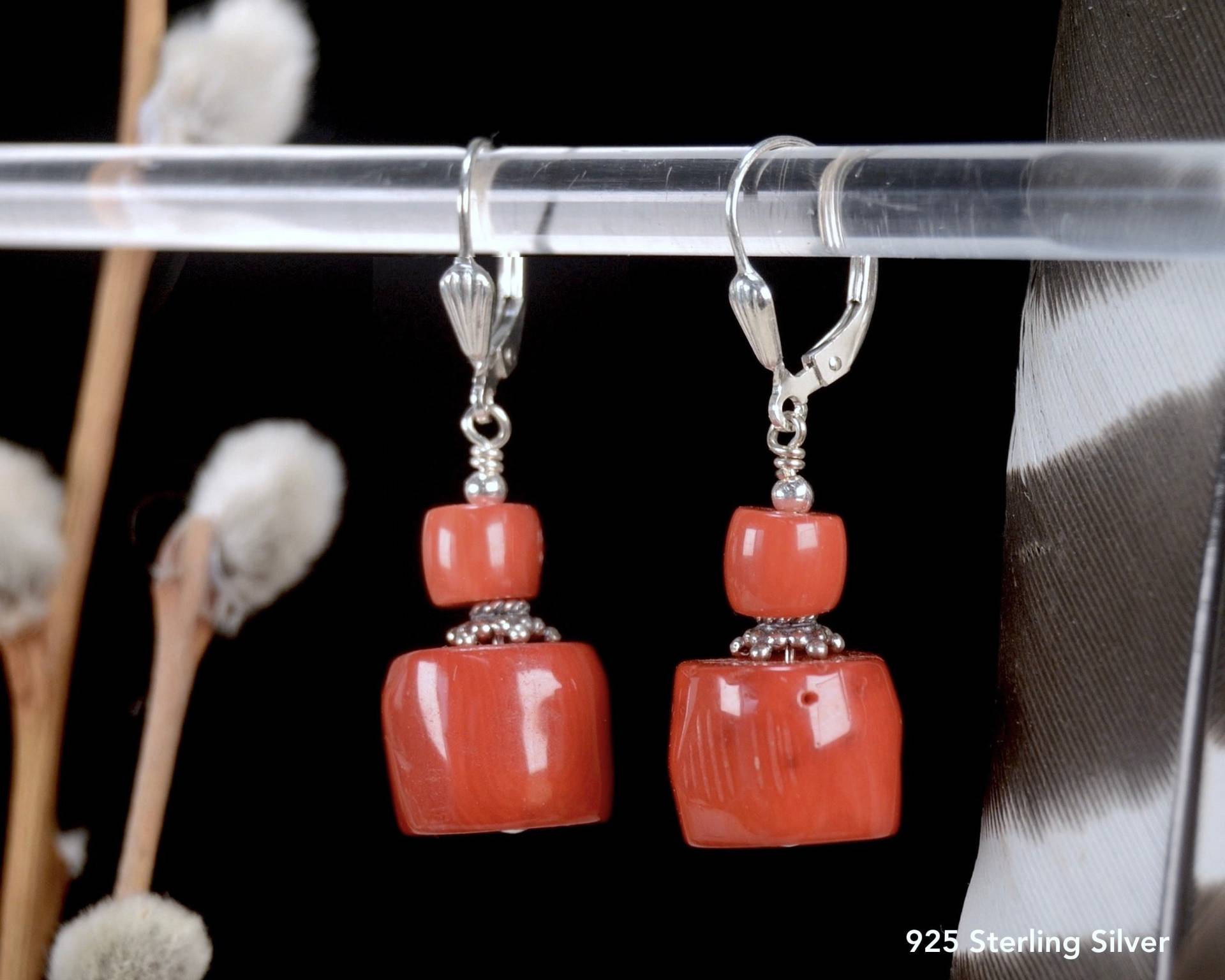 Rote Korallen Statement Ohrringe Aus 925 Sterling Silber Oder Gold, Handgemachter Großer Rot Oranger Tropfen, Natürlicher Roter Schmuck, Geschenk Rote Korallen Statement Ohrringe Aus 925 Sterling Silber Oder Gold, Handgemachter Großer Rot Oranger Tropfen, Natürlicher Roter Schmuck, Geschenk von ElleBernardGems
