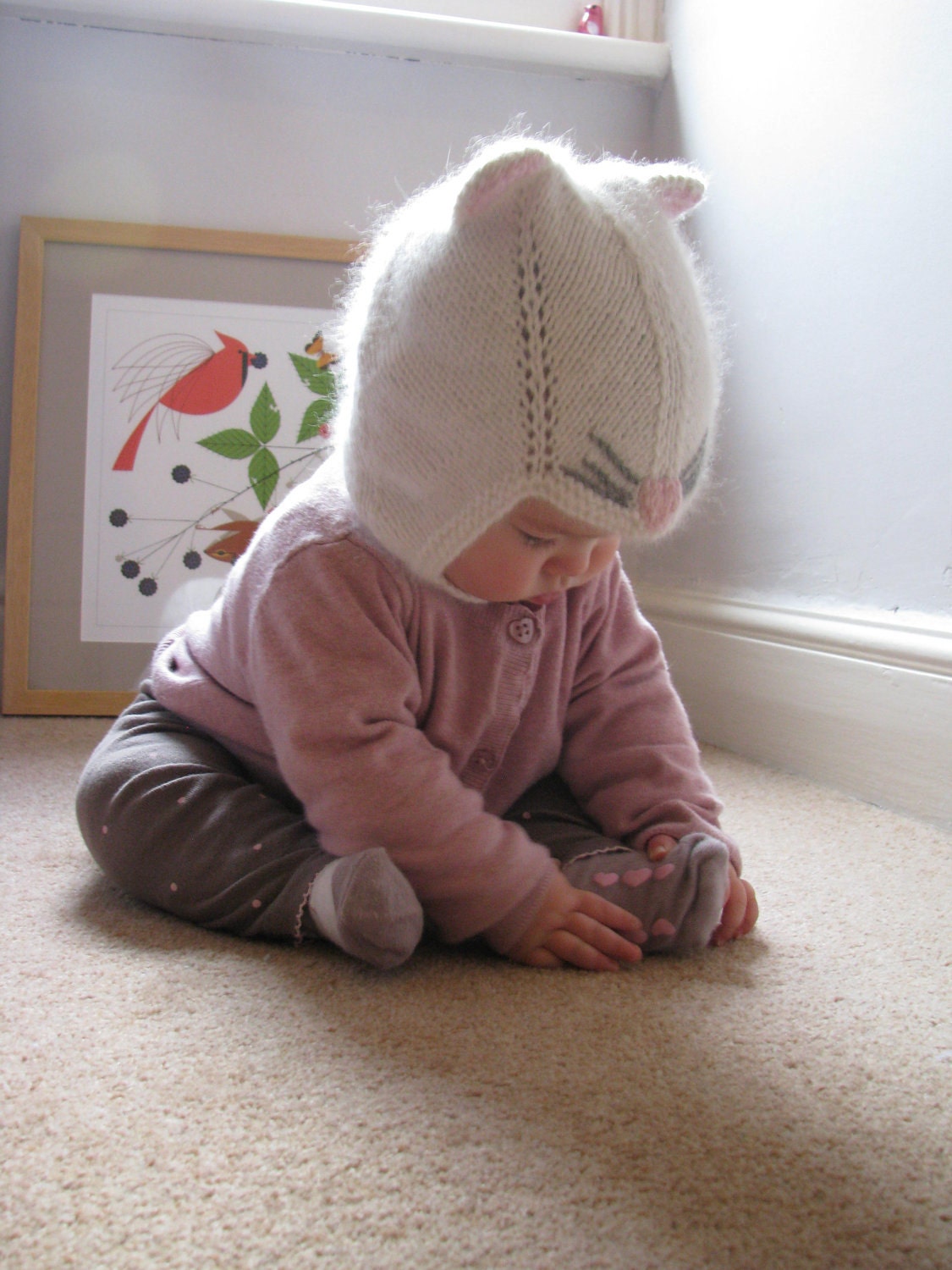 Baby Mütze , Weiße Katze, Geschenk, Baby Geboren, Baby Party, Fotografie Requisite von ElleGanT