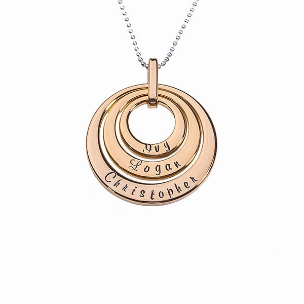 Handgestempelte Kette - Drei Getönten Goldringe Handgestempelte Kette - Drei Getönten Goldringe von ElleHillStudio