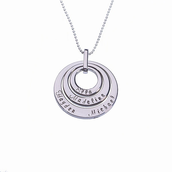 Handgestempelte Kette - Drei Silber Getönten Ringe Handgestempelte Kette - Drei Silber Getönten Ringe von ElleHillStudio