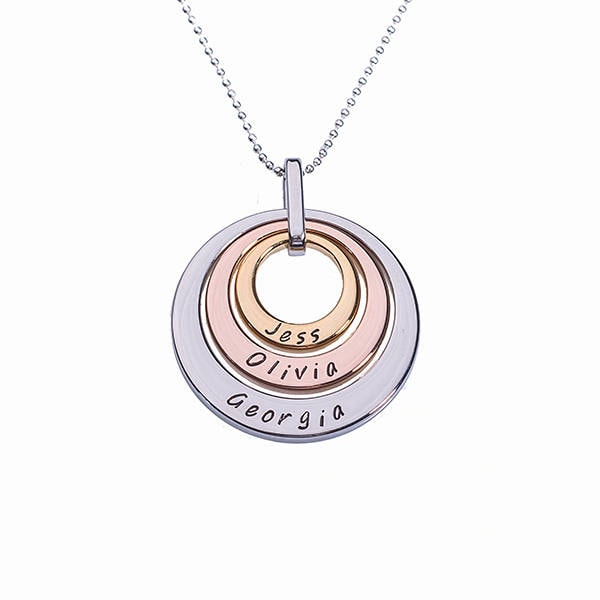 Handgestempelte Kette - Drei Ton-Ringe Handgestempelte Kette - Drei Ton-Ringe von ElleHillStudio