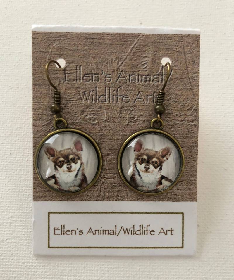 Entzückende Chihuahua Ohrringe, Schmuck, Haustier, Schokolade Chihuahua, Schwarz Tan Tier, Welpe, Tierliebhaber, Süß von EllenChesterAnimals