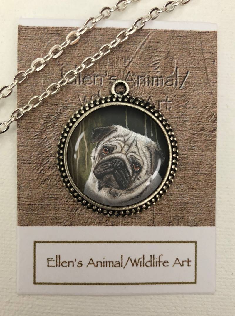 Mops Halskette, Anhänger, Schmuck, Hundeschmuck, Kunst, Tier Tierliebhaber, Liebhaber, Süße Hundehalskette von EllenChesterAnimals