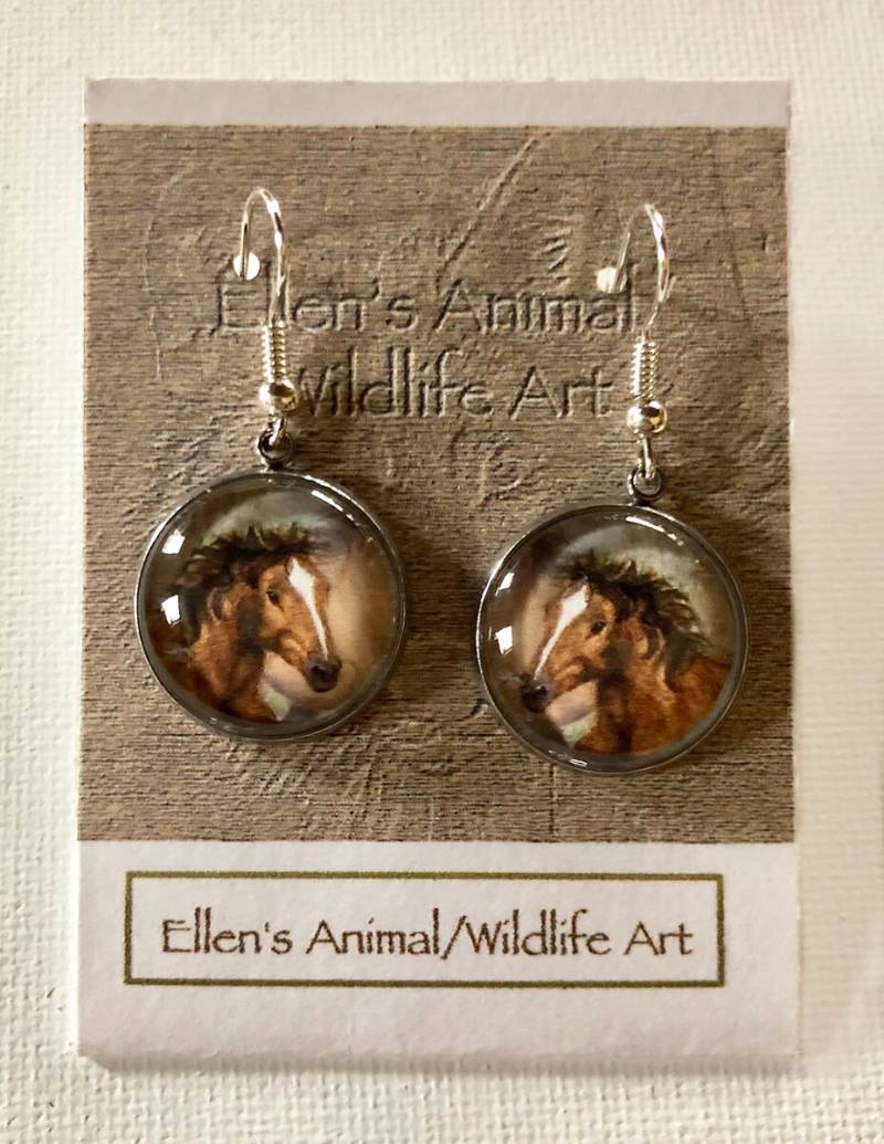 Pferde Ohrringe, Kastanienpferd, Schmuck, Laufendes Pferd, Kunstdruck, Cabochon, Tier, Mustang, Wild Pferde Ohrringe, Kastanienpferd, Schmuck, Laufendes Pferd, Kunstdruck, Cabochon, Tier, Mustang, Wild von EllenChesterAnimals