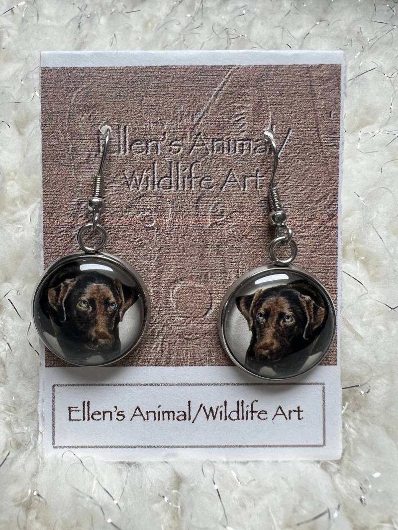 Süsse Labrador Retriever Ohrring, Rottweiler Ohrringe, Haustier Schmuck, Black Labrador, Chocolate Tier von EllenChesterAnimals