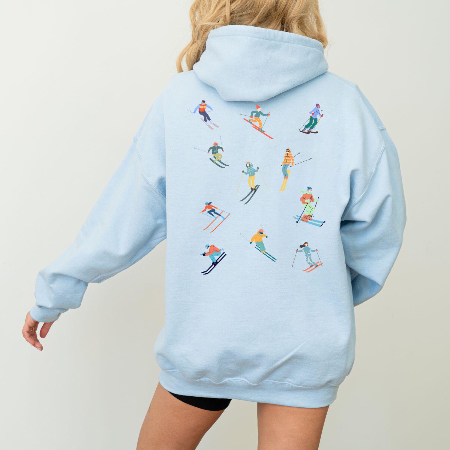 Ski Hoodie, Gifts For Skier, Skiing Crewneck, Ski Pullover, Women's Ski Sweater Back Print Hoodie von EllenPlnts