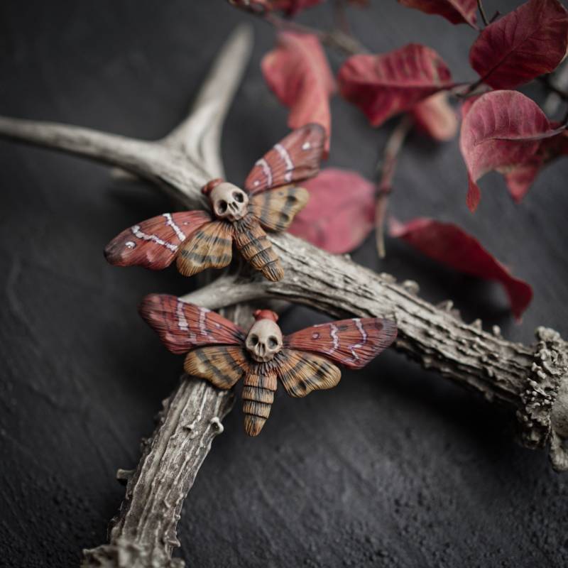 Brosche Acherontia Atropos, Skull Schmuck, Schmetterling, Brosche, Motte Motte, Totenkopf Schmetterling von EllenRococo