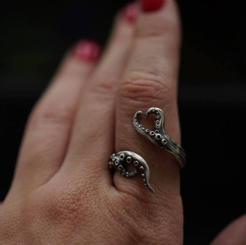 Octopus Silber Ring Verstellbar-Unikat Offener von EllenRococo