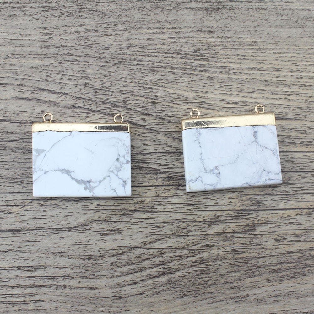 30 X 40 Mm Rechteck Weißer Türkis Anhänger, Vergoldete Scheiben Türkis-Anschlüsse, Lose Anhänger Versorgung, Schmuckherstellung, Diy Schmuck-Nr048 30 X 40 Mm Rechteck Weißer Türkis Anhänger, Vergoldete Scheiben Türkis-Anschlüsse, Lose Anhänger Versorgung, Schmuckherstellung, Diy Schmuck-Nr048 von EllenjewelryStore