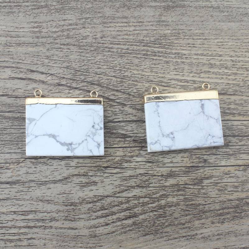 30 X 40 Mm Rechteck Weißer Türkis Anhänger, Vergoldete Scheiben Türkis-Anschlüsse, Lose Anhänger Versorgung, Schmuckherstellung, Diy Schmuck-Nr048 30 X 40 Mm Rechteck Weißer Türkis Anhänger, Vergoldete Scheiben Türkis-Anschlüsse, Lose Anhänger Versorgung, Schmuckherstellung, Diy Schmuck-Nr048 von EllenjewelryStore