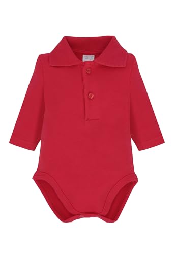 Ellepi Body mit Polokragen mit langen Ärmeln, warm, Baumwolle, Hoher Kragen, Jungen, Monate, Weiß, cremefarben, Rot, Blau, Hellblau, rot, 62 von Ellepi