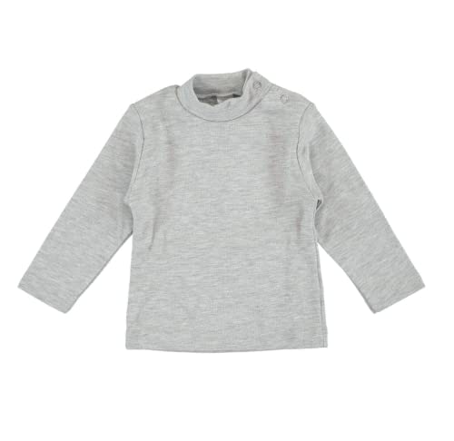 Ellepi T-Shirt Lange Ärmel Warme Baumwolle Neugeborenen Hohen Hals T-Shirt Schnee Winter Mädchen Junge Monate Offene Schulter Knöpfe Weiß Creme Rot Blau Grau Hellblau, grau, 80 von Ellepi