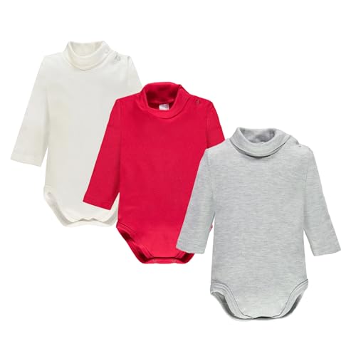 Ellepi baby body rollkragen junge langarm hemd kurzarm jungen kinder mit bodys langarmbody kragen weiss babybody weiß schwarz mädchen wickelbody fliege strampler rot, Creme Grau Rot, 12 Monate von Ellepi