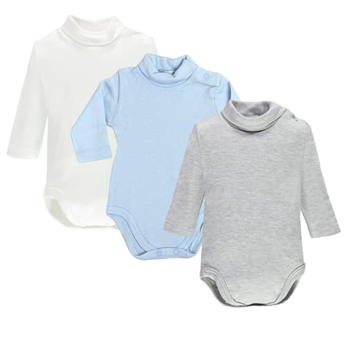 Ellepi baby body rollkragen junge langarm hemd kurzarm jungen kinder mit bodys langarmbody kragen weiss babybody weiß schwarz mädchen wickelbody fliege strampler rot, Weiß Himmel Grau, 0 Monate von Ellepi