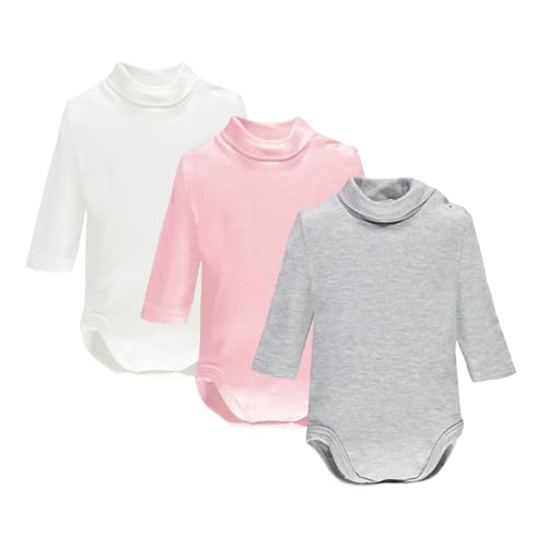 Ellepi baby body rollkragen junge langarm hemd kurzarm jungen kinder mit bodys langarmbody kragen weiss babybody weiß schwarz mädchen wickelbody fliege strampler rot, Weiß Rosa Grau, 24 Monate von Ellepi