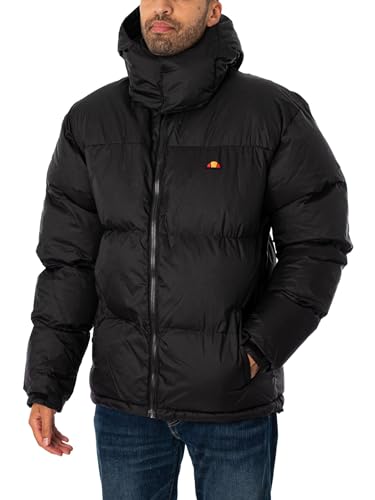 ellesse Herren Winterjacke - Dappiani, wattiert, Kapuze, Zipper, Logo, uni Schwarz L von Ellesse