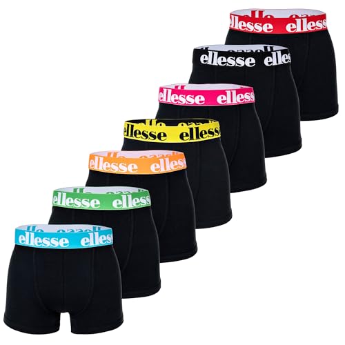 Ellesse Herren Boxer Shorts, 7er Pack - Yema 7 Pack Boxer Shorts, Logo, Cotton Stretch Schwarz/Multi L von Ellesse