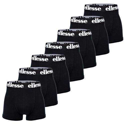 Ellesse Herren Boxer Shorts, 7er Pack - Yema Boxershorts, Logobund, Ohne Eingriff, Cotton Stretch, Schwarz 4XL von Ellesse