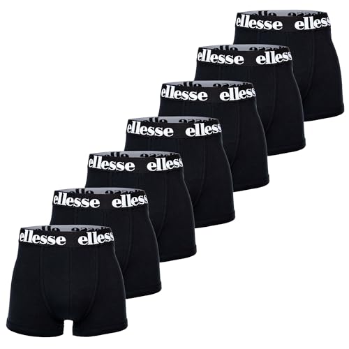 Ellesse Herren Boxer Shorts, 7er Pack - Yema Boxershorts, Logobund, Ohne Eingriff, Cotton Stretch, Schwarz L von Ellesse