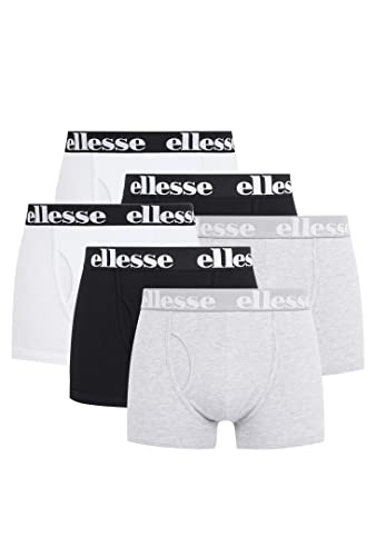 ellesse Boxershorts Fashion Boxer Herren Trunk Shorts Unterwäsche 6er Pack , Farbe:Black / Grey / White, Bekleidungsgröße:M von Ellesse