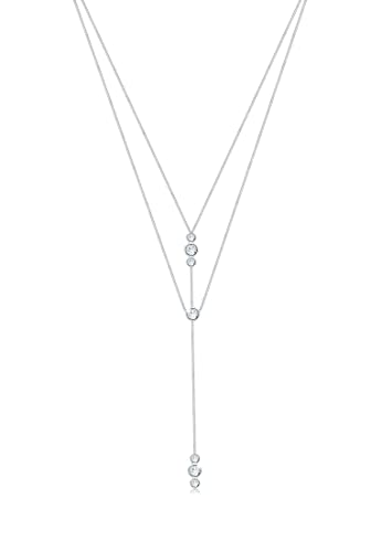 Elli Halskette Damen Y-Kette Geo Layer mit Kristallen in 925 Sterling Silber von Elli