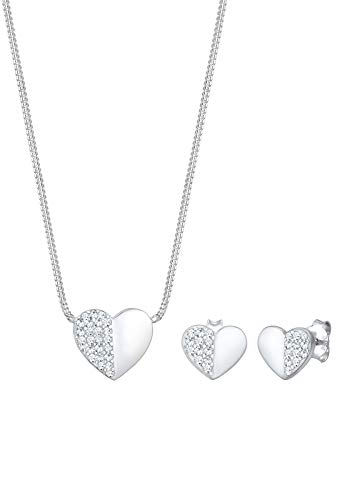 Elli Schmuckset Herz Liebe Kristalle 925 Silber Playful von Elli