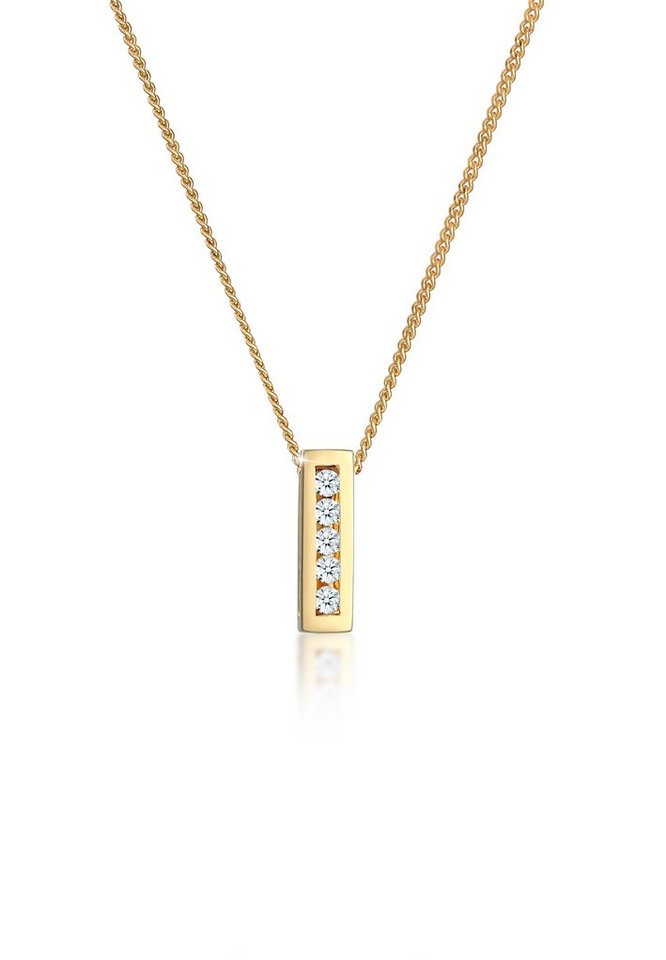 Elli DIAMONDS Collierkettchen Anhänger Diamanten Weiß Brillantschliff (0.075 ct) 585 Gelbgold von Elli DIAMONDS