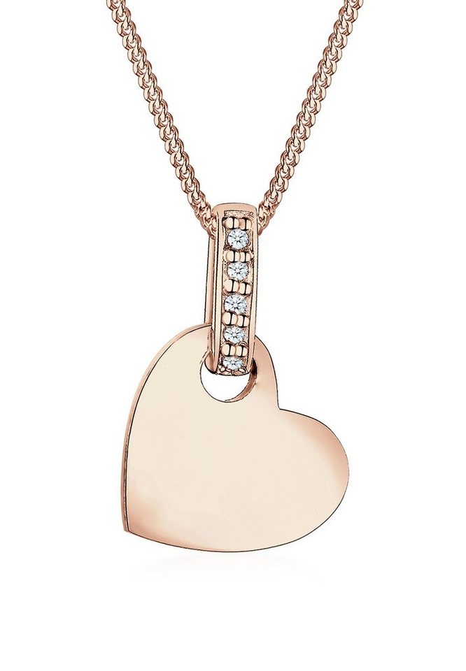 Elli DIAMONDS Collierkettchen Herz Liebe Diamant (0.025 ct) 925 Silber von Elli DIAMONDS