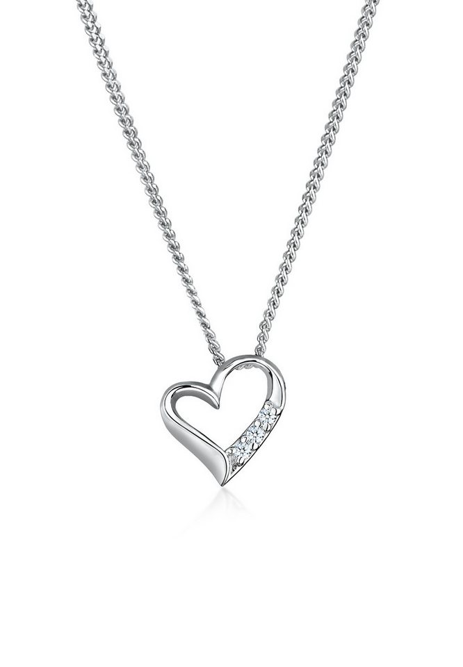 Elli DIAMONDS Collierkettchen Herz Liebe Diamant (0.06 ct) 925 Silber von Elli DIAMONDS