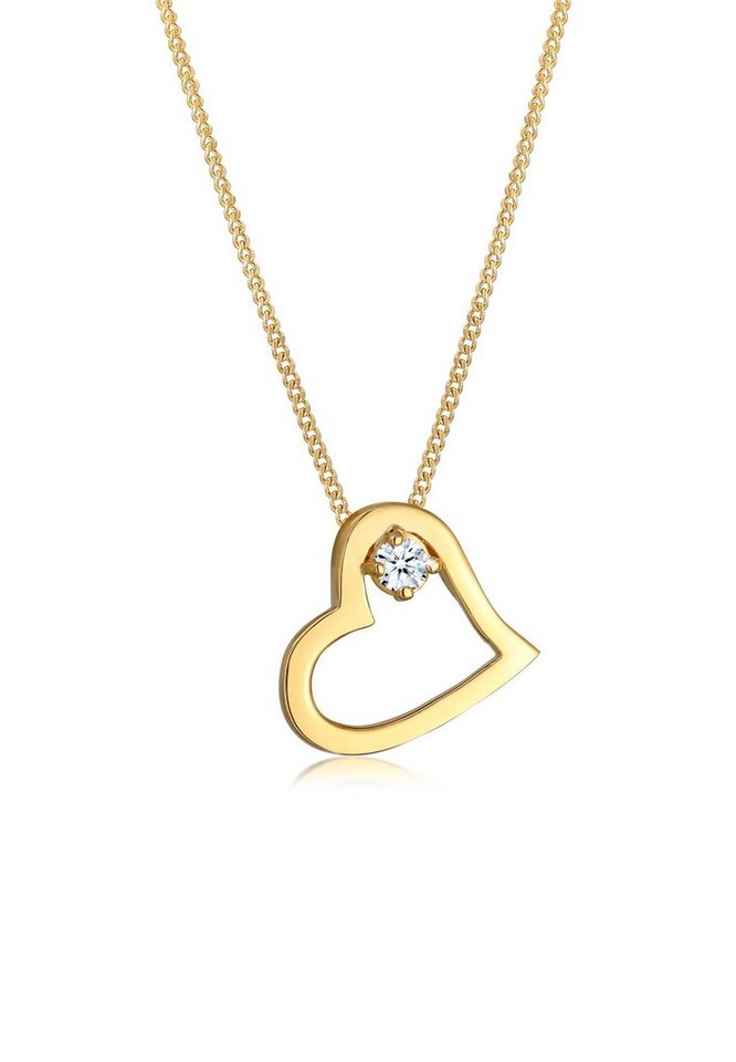 Elli DIAMONDS Collierkettchen Herz Verbunden Diamant (0.03ct) 585 Gelbgold von Elli DIAMONDS