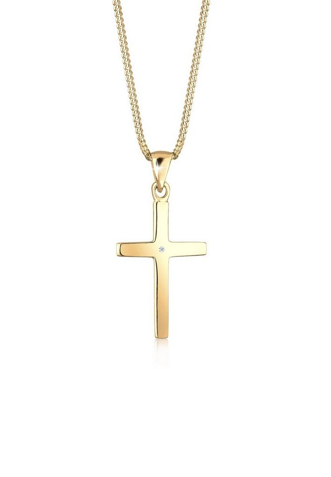 Elli DIAMONDS Collierkettchen Kreuz Glaube Diamant (0.005 ct) Basic 925 Silber von Elli DIAMONDS