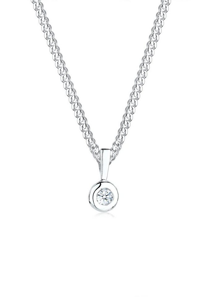 Elli DIAMONDS Collierkettchen Solitär Diamant Brillantschliff (0.03 ct) 925 Sterling Silber von Elli DIAMONDS