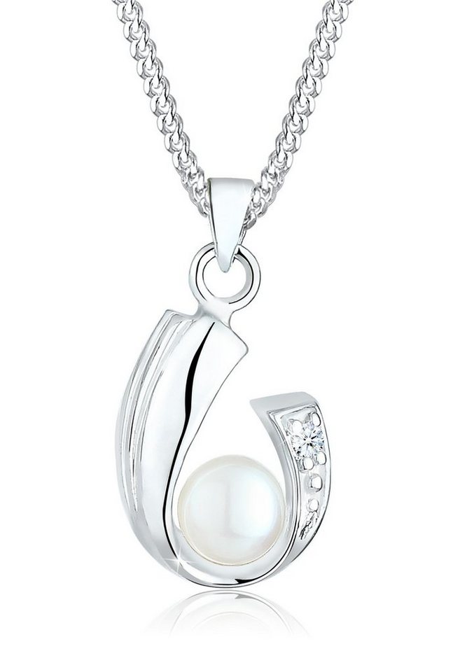 Elli DIAMONDS Collierkettchen Süßwasserzuchtperle Diamant (0.015 ct) 925 Silber von Elli DIAMONDS