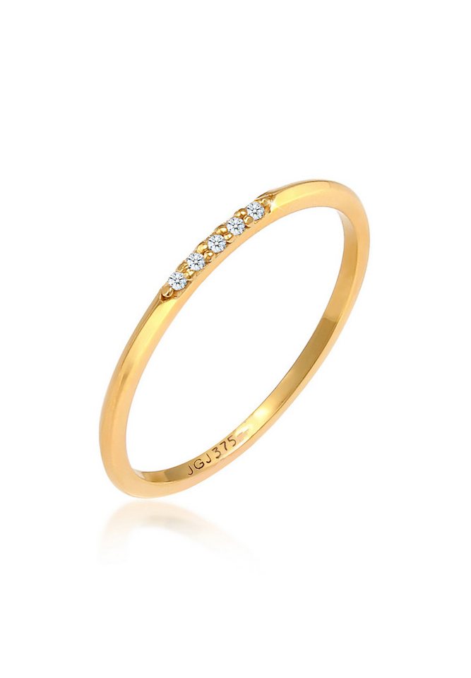 Elli DIAMONDS Diamantring Bandring Verlobung Diamanten Elegant Fein 375 Gold von Elli DIAMONDS