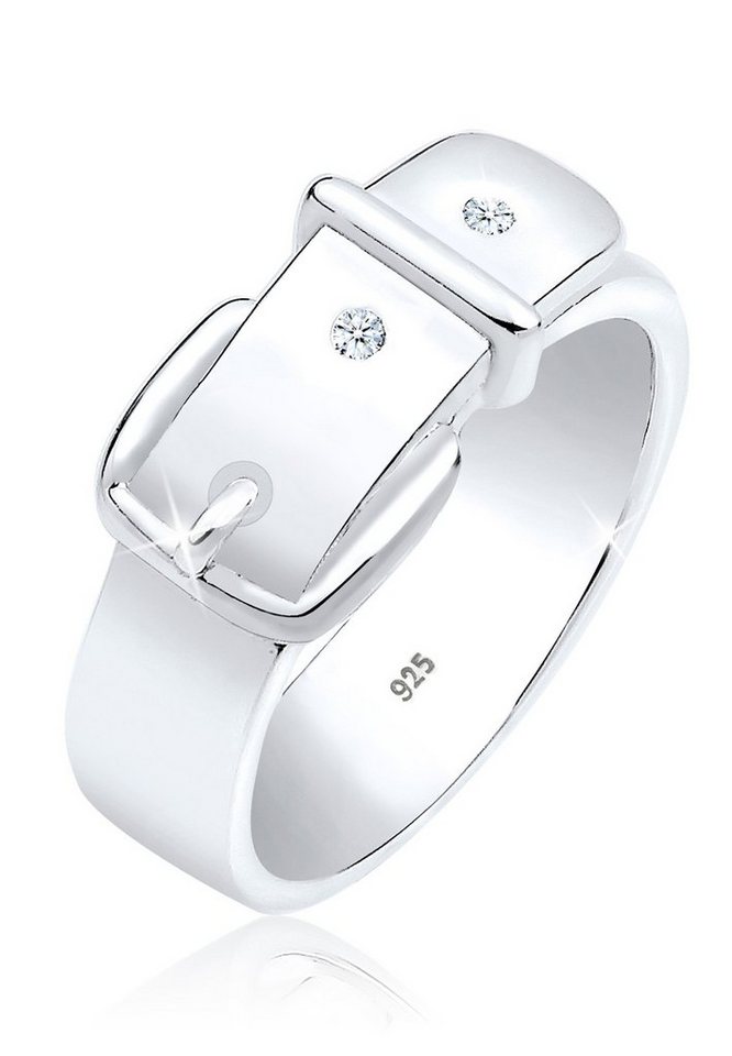 Elli DIAMONDS Diamantring Gürtel Diamant Weiß Brillantschliff (0.03 ct) 925 Sterling Silber, Gürtel von Elli DIAMONDS