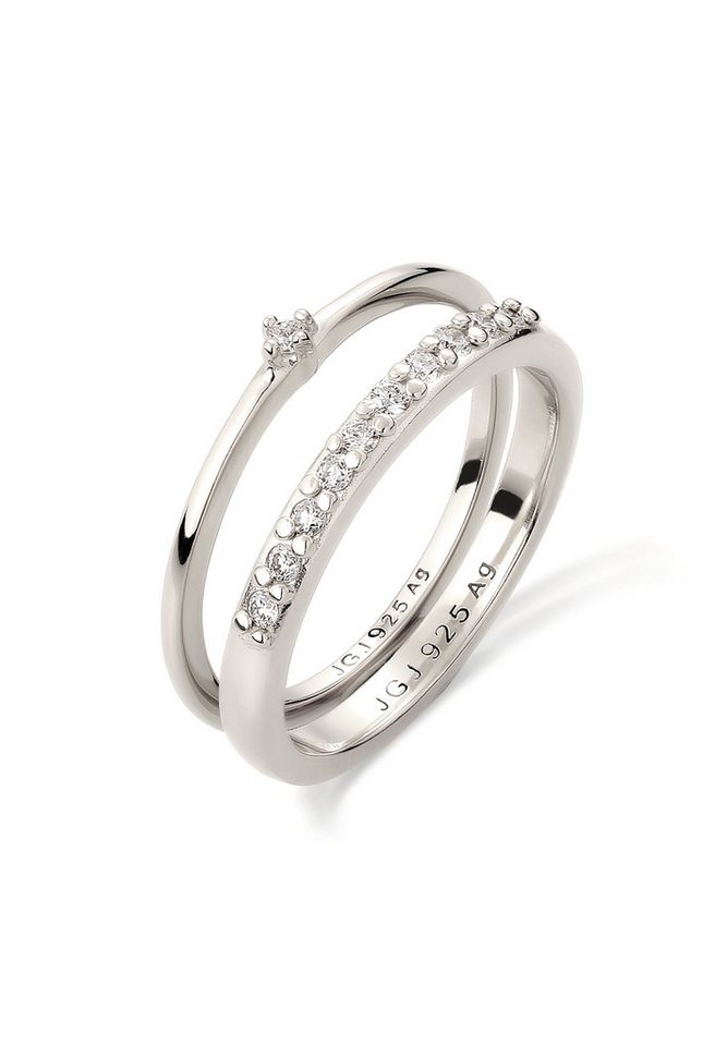 Elli DIAMONDS Diamantring Laborgezüchteten Diamant Weiß (0.015 ct) 2er Set 925 Sterling Silber von Elli DIAMONDS