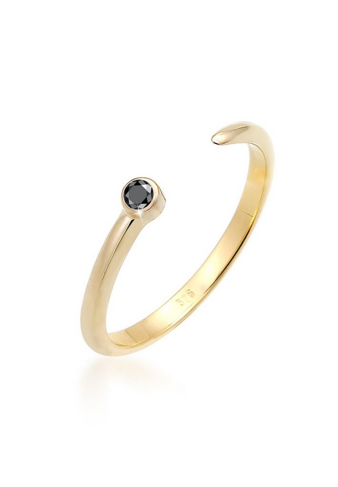 Elli DIAMONDS Diamantring Solitär Schwarzer Diamant (0.03 ct) 375 Gelbgold von Elli DIAMONDS