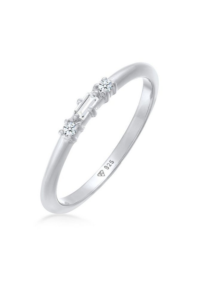 Elli DIAMONDS Fingerring Verlobungsring Diamant (0.03 ct) Rechteck 925 Silber von Elli DIAMONDS