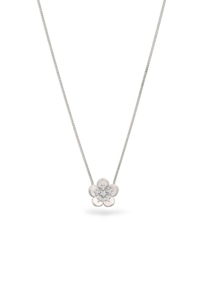 Elli DIAMONDS Kette mit Anhänger Blume Diamant Weiß Brillantschliff (0.135 ct) 925 Sterling Silber von Elli DIAMONDS