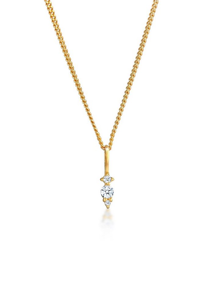 Elli DIAMONDS Kette mit Anhänger Diamant (0.05 ct) Brillant Klassik 585 Gelbgold, Diamant von Elli DIAMONDS