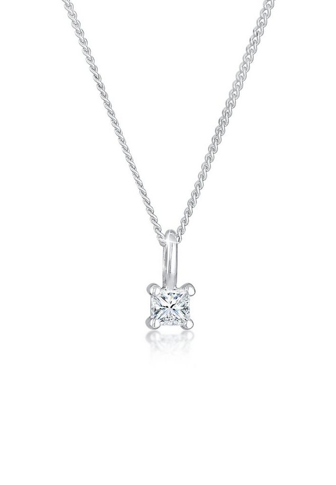 Elli DIAMONDS Kette mit Anhänger Diamant (0.1 ct) Viereck Solitär 925 Silber von Elli DIAMONDS