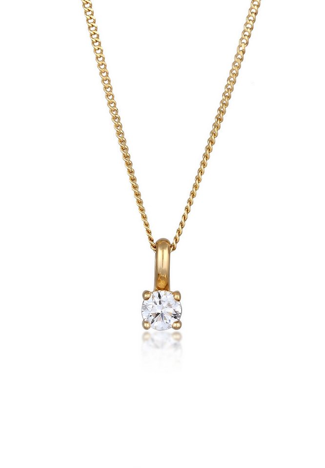 Elli DIAMONDS Kette mit Anhänger Diamant Weiß Brillantschliff (0.034 ct) 585 Gelbgold von Elli DIAMONDS
