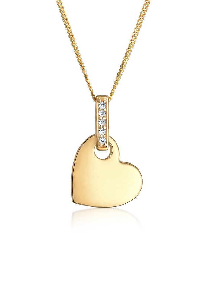 Elli DIAMONDS Kette mit Anhänger Herz Liebe Diamant (0.025 ct) 925 Silber, Herz von Elli DIAMONDS
