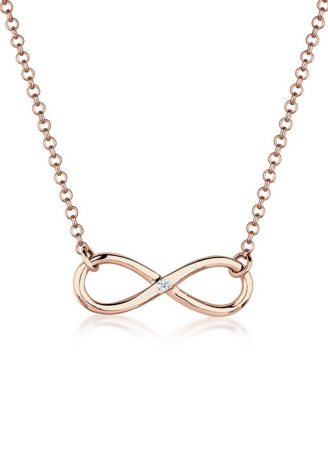 Elli DIAMONDS Kette mit Anhänger Infinity Pure Diamant (0.03 ct) 925 Silber, Infinity von Elli DIAMONDS