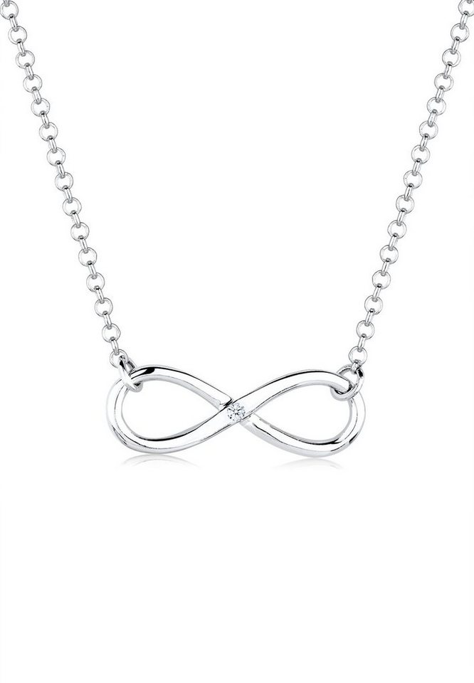 Elli DIAMONDS Kette mit Anhänger Infinity Pure Diamant (0.03 ct) 925 Silber, Infinity von Elli DIAMONDS
