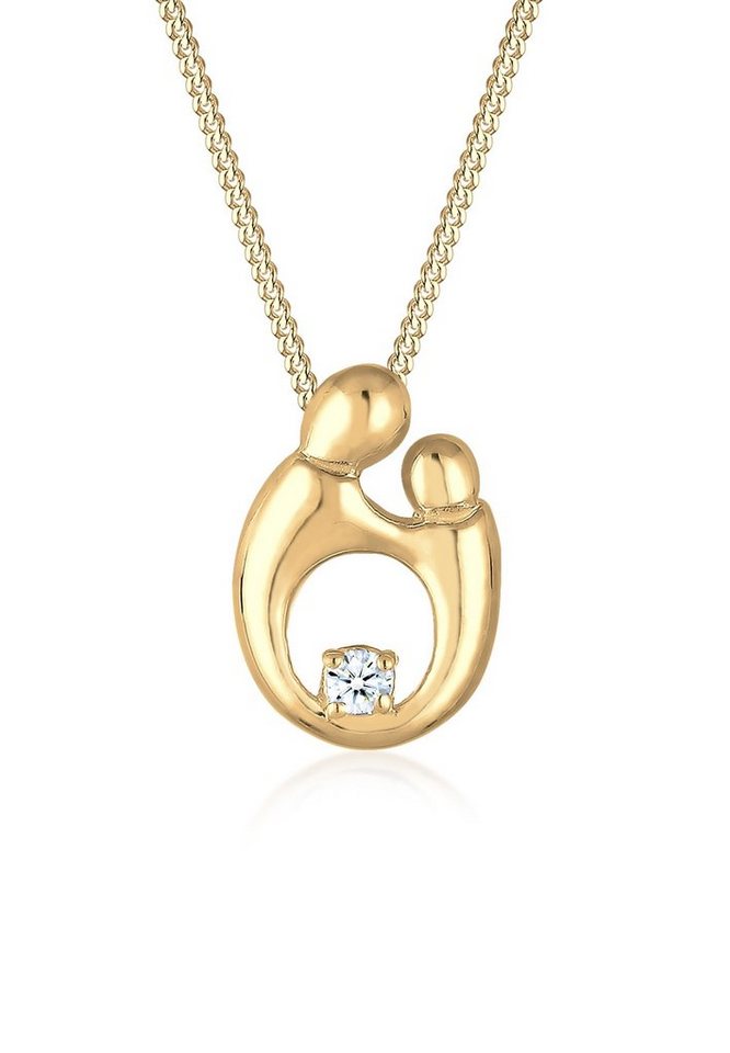 Elli DIAMONDS Kette mit Anhänger Mutter Kind Diamant (0.03 ct) 925 Silber vergoldet von Elli DIAMONDS