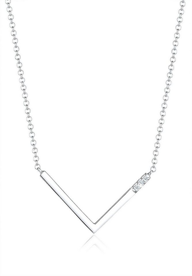 Elli DIAMONDS Kette mit Anhänger V-Kette mit Dreieck Diamant Weiß (0.045 ct) 925 Sterling Silber, Dreieck von Elli DIAMONDS