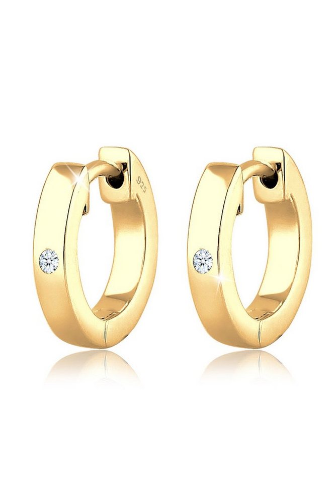 Elli DIAMONDS Paar Creolen Creole Basic Diamant (0.03 ct) 925 Sterling Silber von Elli DIAMONDS
