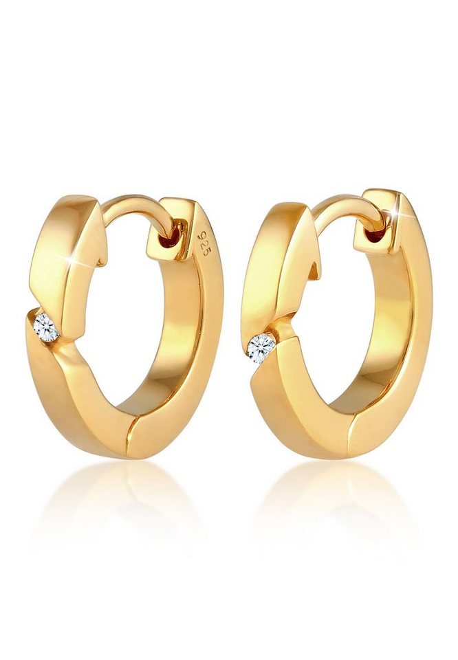 Elli DIAMONDS Paar Creolen Creolen Basic Diamant (0.03 ct) 925 Silber von Elli DIAMONDS