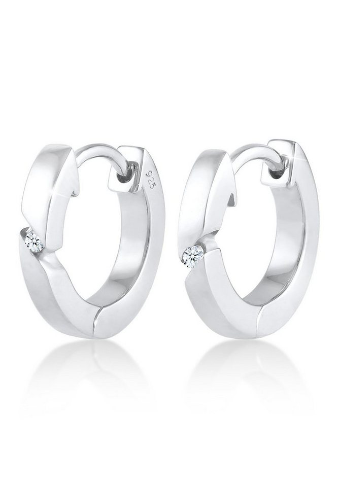 Elli DIAMONDS Paar Creolen Creolen Basic Diamant (0.03 ct) 925 Silber von Elli DIAMONDS